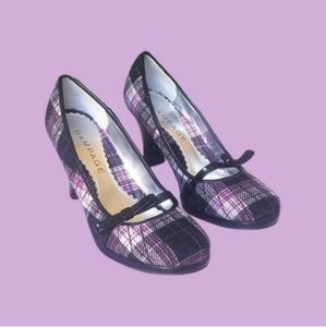 Gothic Vamp Purple Plaid Jayden Dainty Mary Jane Pumps